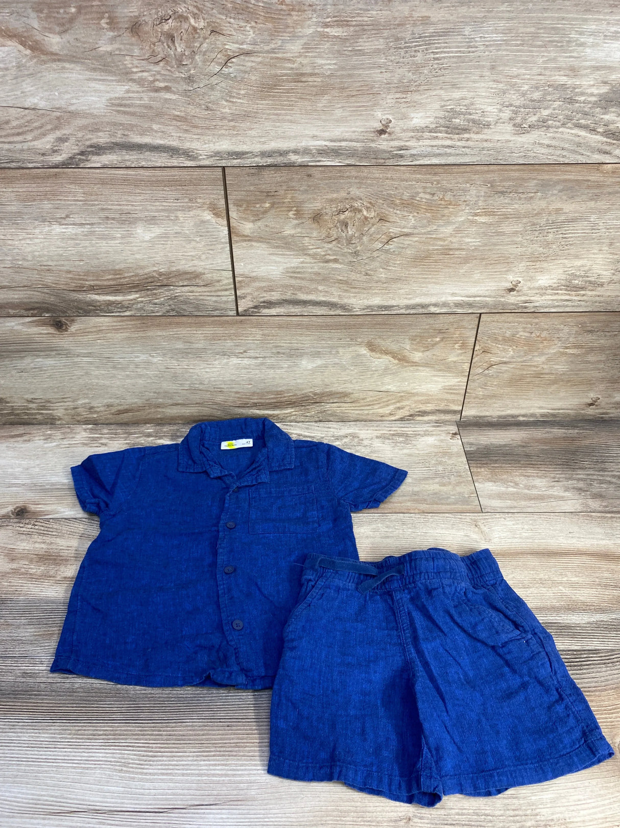 Epic Threads 2pc Button-Up Shirt & Shorts Set Blue sz 4T