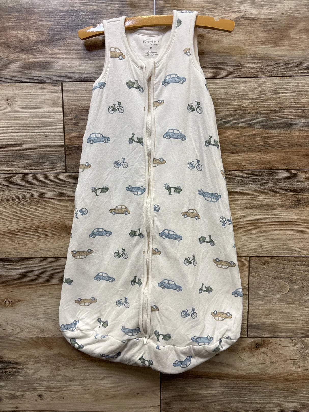 PurelySoft 2-Way Zip Cars Wearable Blanket Ivory sz M/6-12m