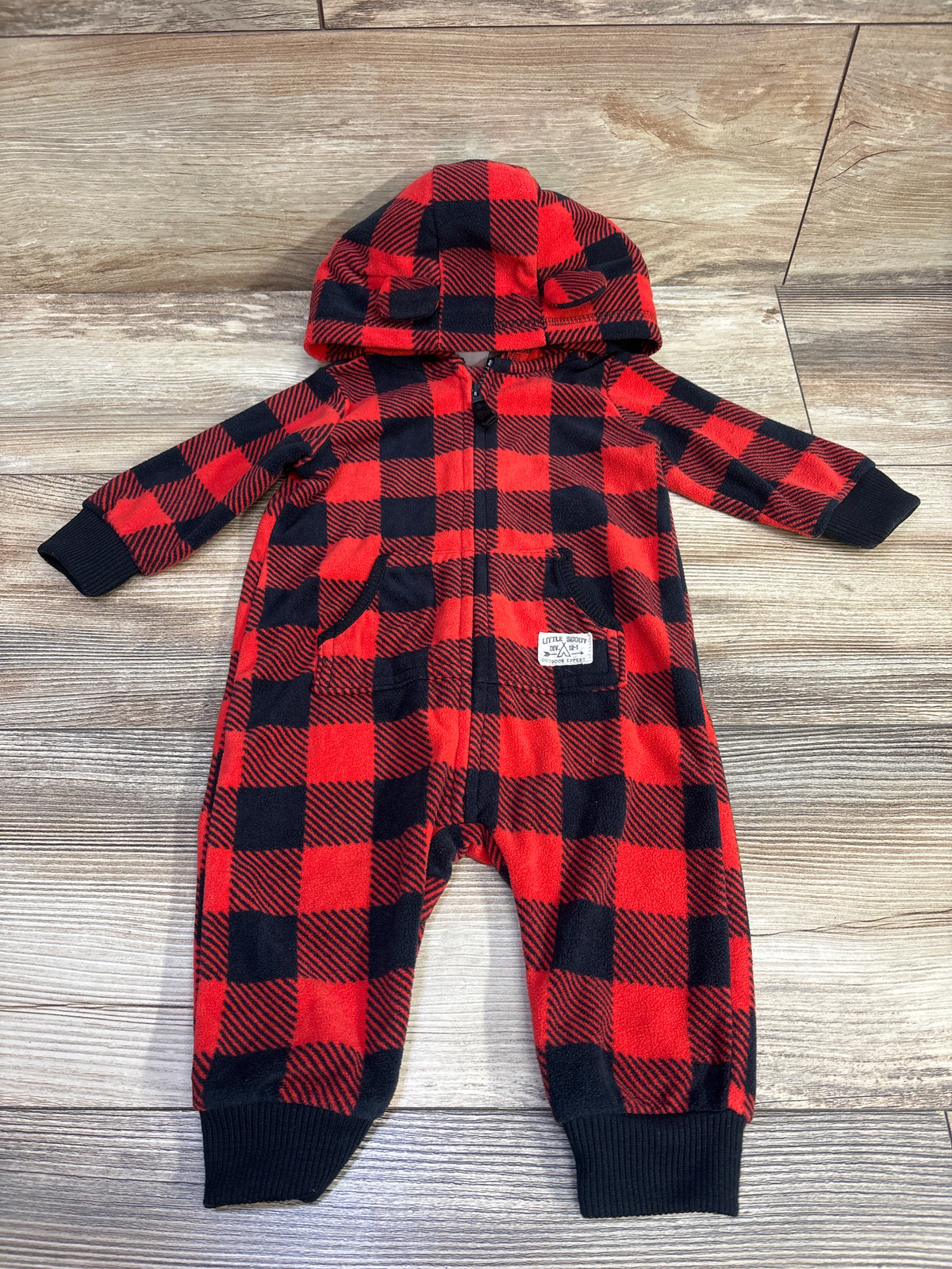 Carter's Buffalo Plaid Blanket Hooded Coverall Red sz 6m