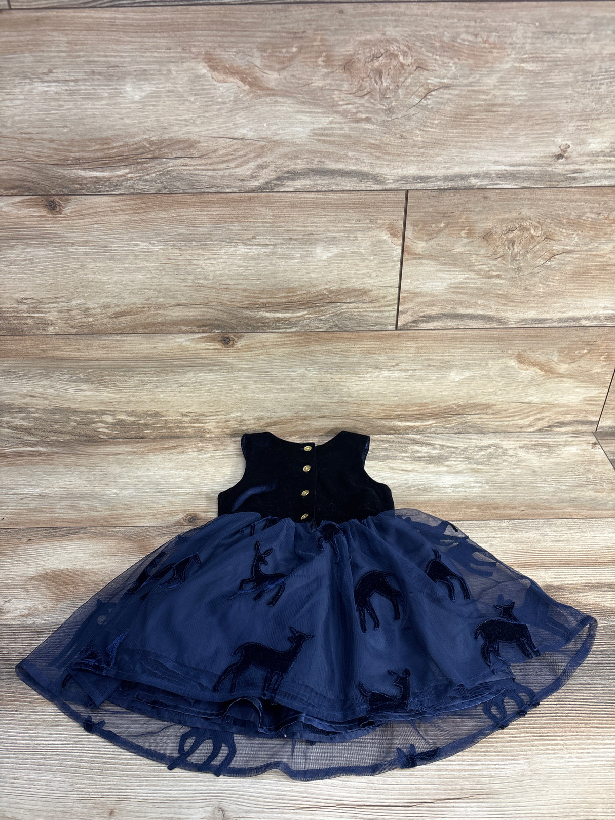 Cat & Jack Velvet Long Sleeve Tulle Dress Navy sz 18m