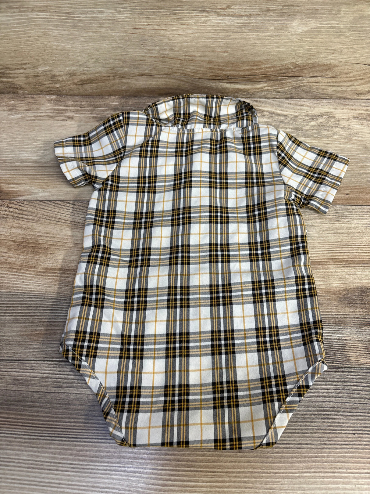 Shein Plaid Henley Trim Bodysuit White sz 3-6m