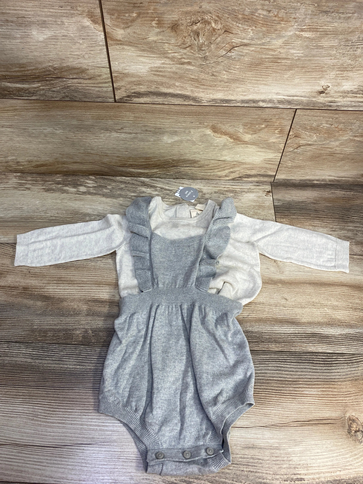 NEW Baby Gap 2pc Ruffled Romper & Shirt Set Taupe sz 12-18m