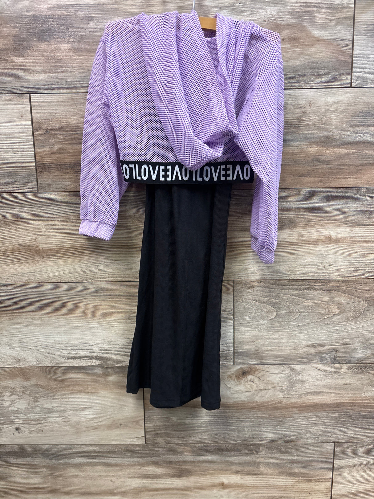 NWOT Shein 2pc Ribbed Tank Dress & Mesh Cropped Hoodie Set Purple sz 5/6T