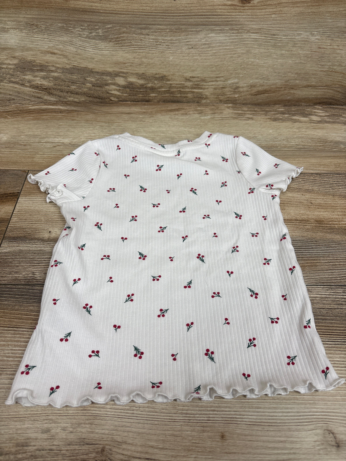 Cat & Jack Ribbed Cherry Shirt White sz 4T