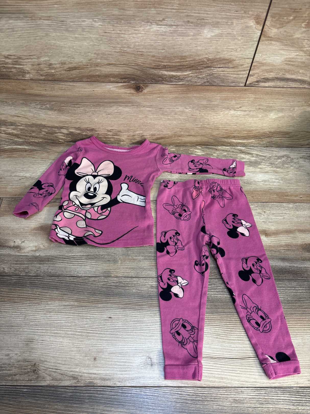 Disney Junior 2pc Minnie Mouse Pajama Set Pink sz 2T