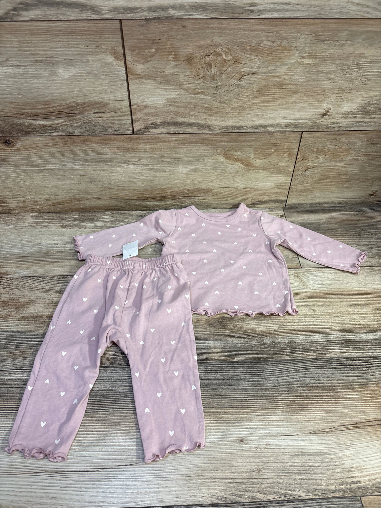 NEW Cat & Jack 2pc Heart Print Shirt & Pants Set Pink sz 3-6m