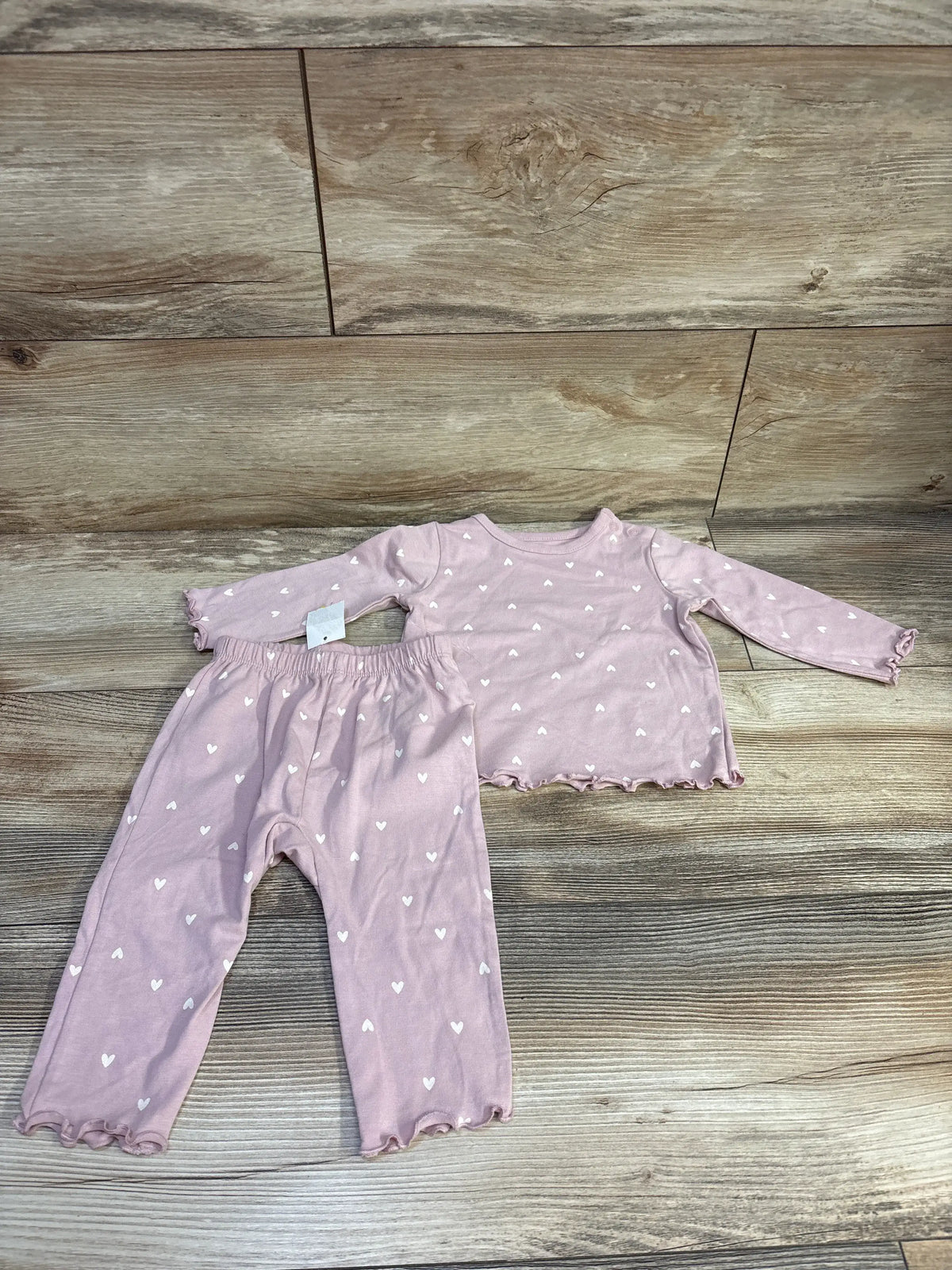 NEW Cat & Jack 2pc Heart Print Shirt & Pants Set Pink sz 3-6m