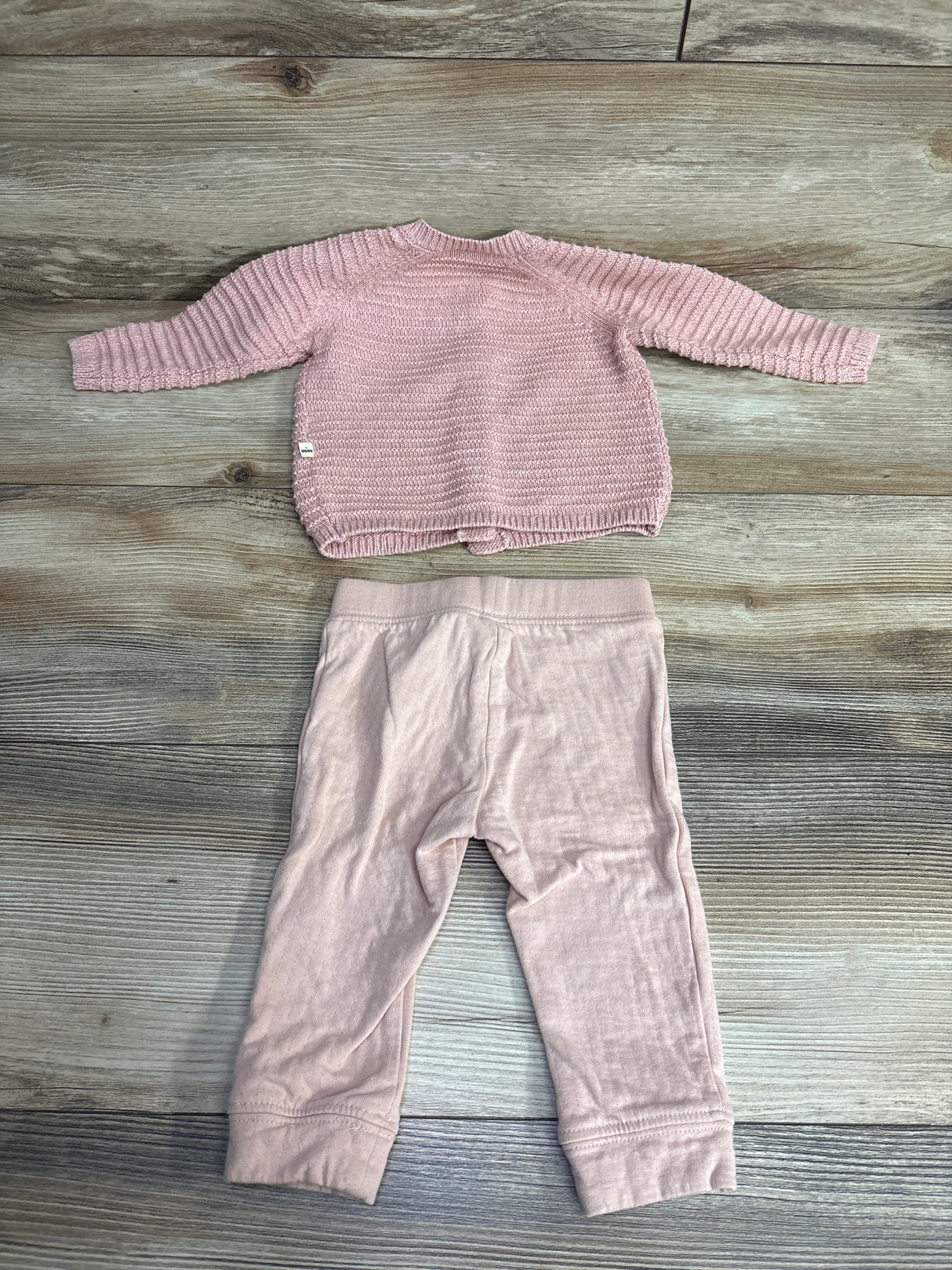 Petite Maison 2pc Chunky Knit Button Front Cardigan Set Pink sz 6m