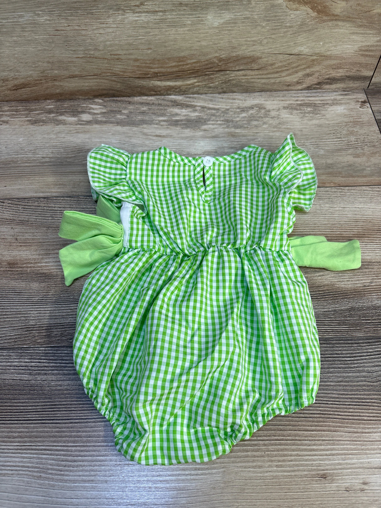 Gingham Shamrock Bubble Romper Green sz 3-6m