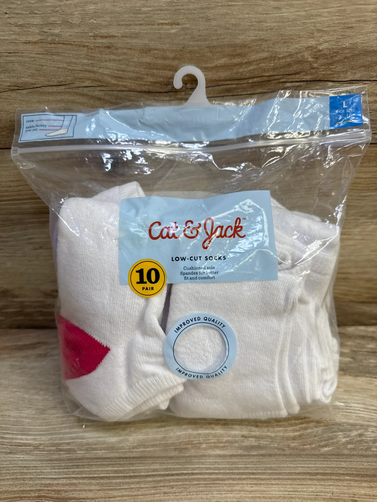 NEW Cat & Jack Low-Cut Socks 10pk sz L/3-10Y