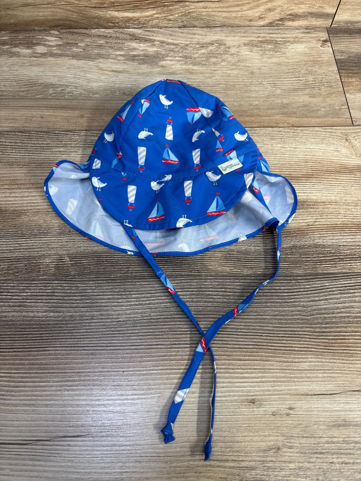 Green Sprouts UPF50+ Flap Sun Protection Hat, Blue sz 9-18m
