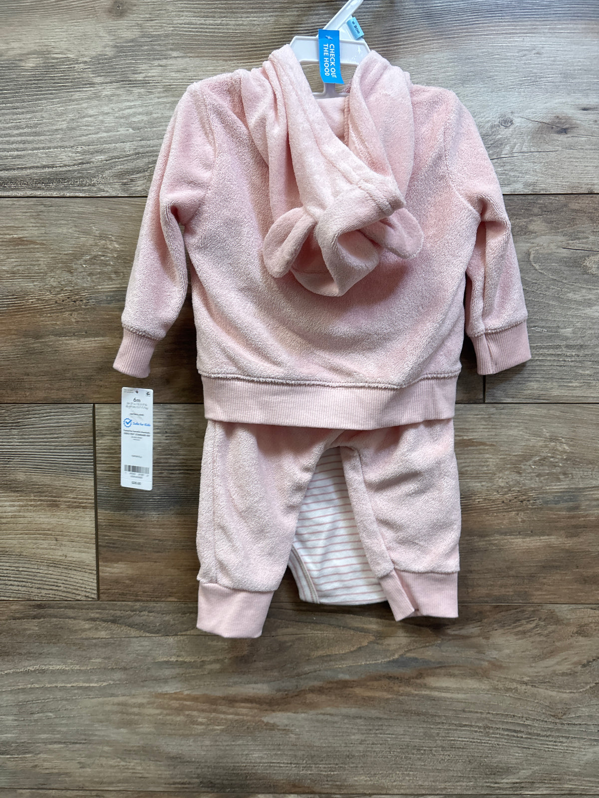 NEW Carter's 3pc Terry Cloth Jacket, Bodysuit, & Pants Set Pink sz 6m