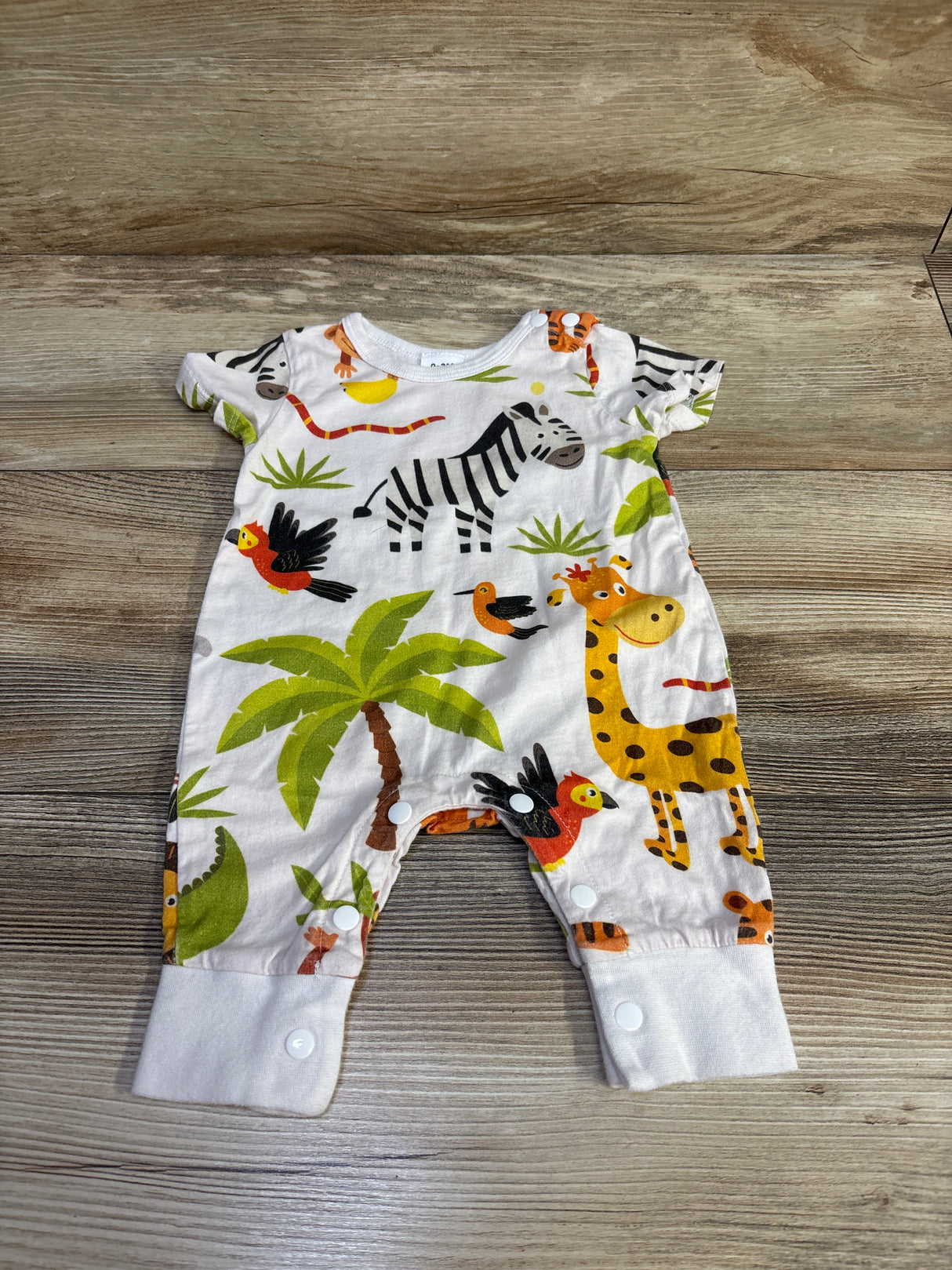 Animal Print Short Sleeve Jumpsuit White sz 0-3m