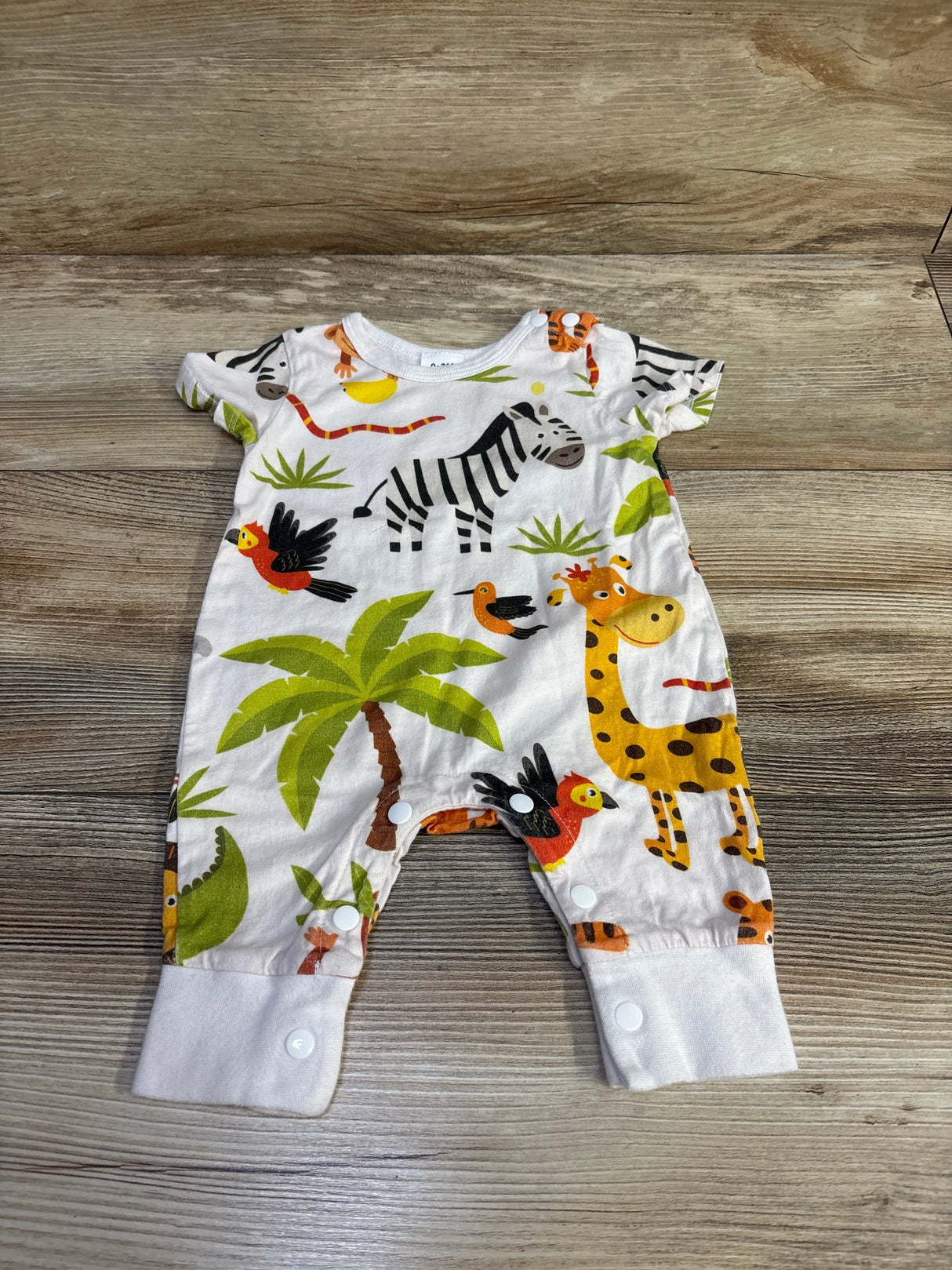Animal Print Short Sleeve Jumpsuit White sz 0-3m