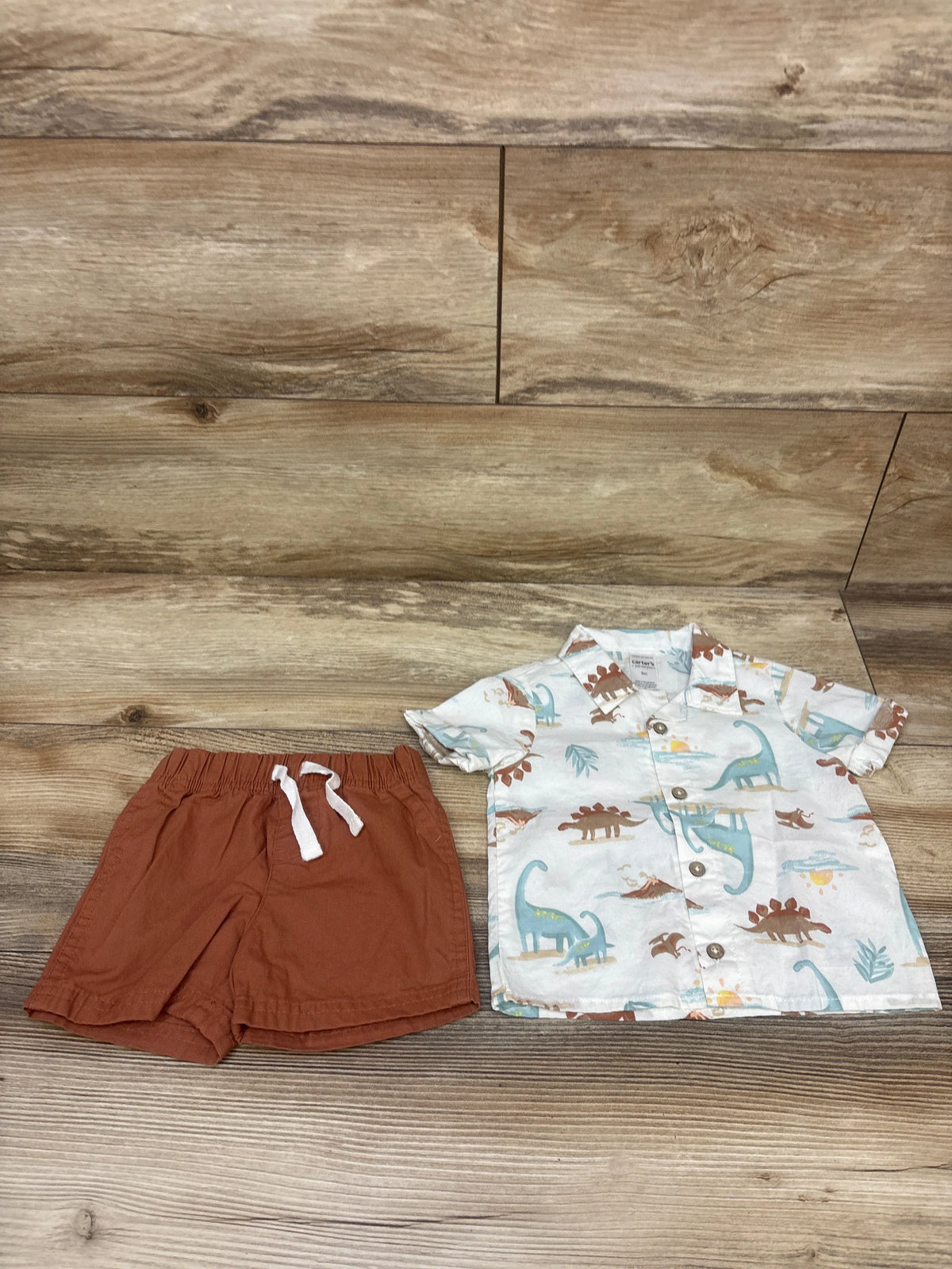 Just One You 2pc Button Up Shirt & Shorts Set White sz 9m
