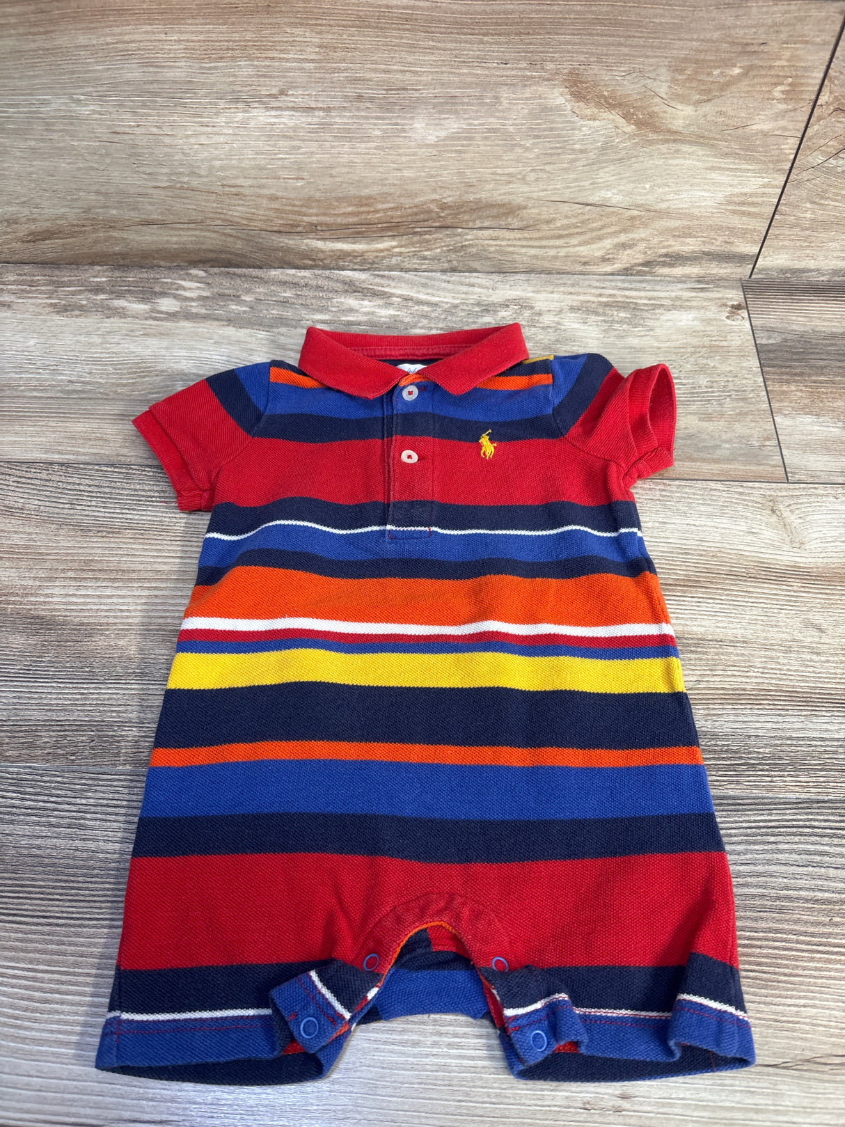 Ralph Lauren Striped Cotton Mesh Polo Shortie Romper Red sz 9m