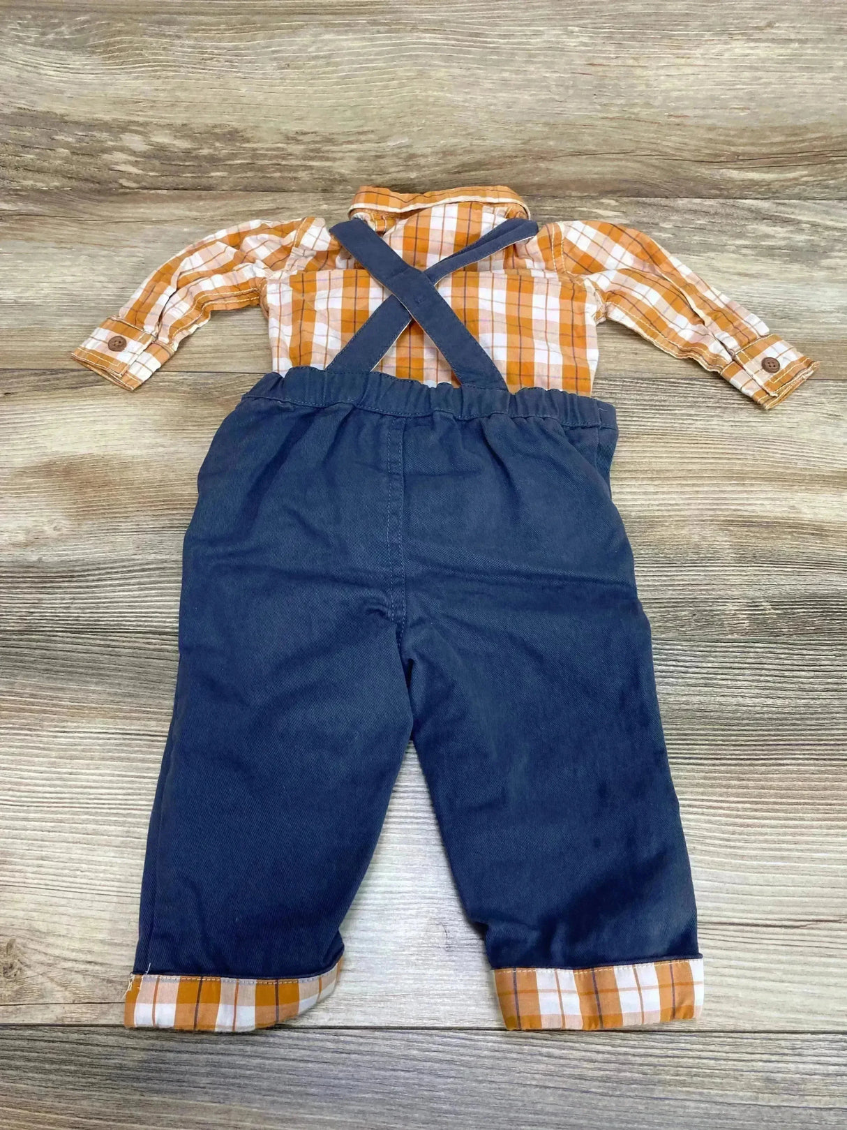Tommy Bahama 2pc Plaid Bodysuit & Overalls Orange sz 3-6m - Me n Mommy To Be