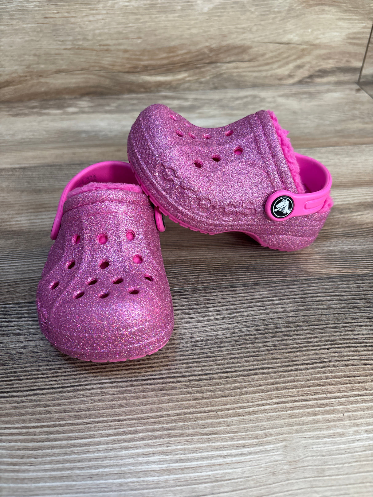 Crocs Baya Lined Clogs Pink Glitter sz 6c