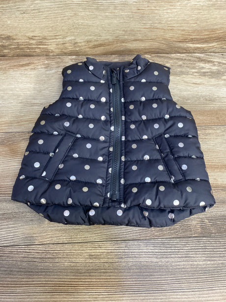 Old Navy Polka Dot Puffer Vest Grey sz 3-6m - Me n Mommy To Be