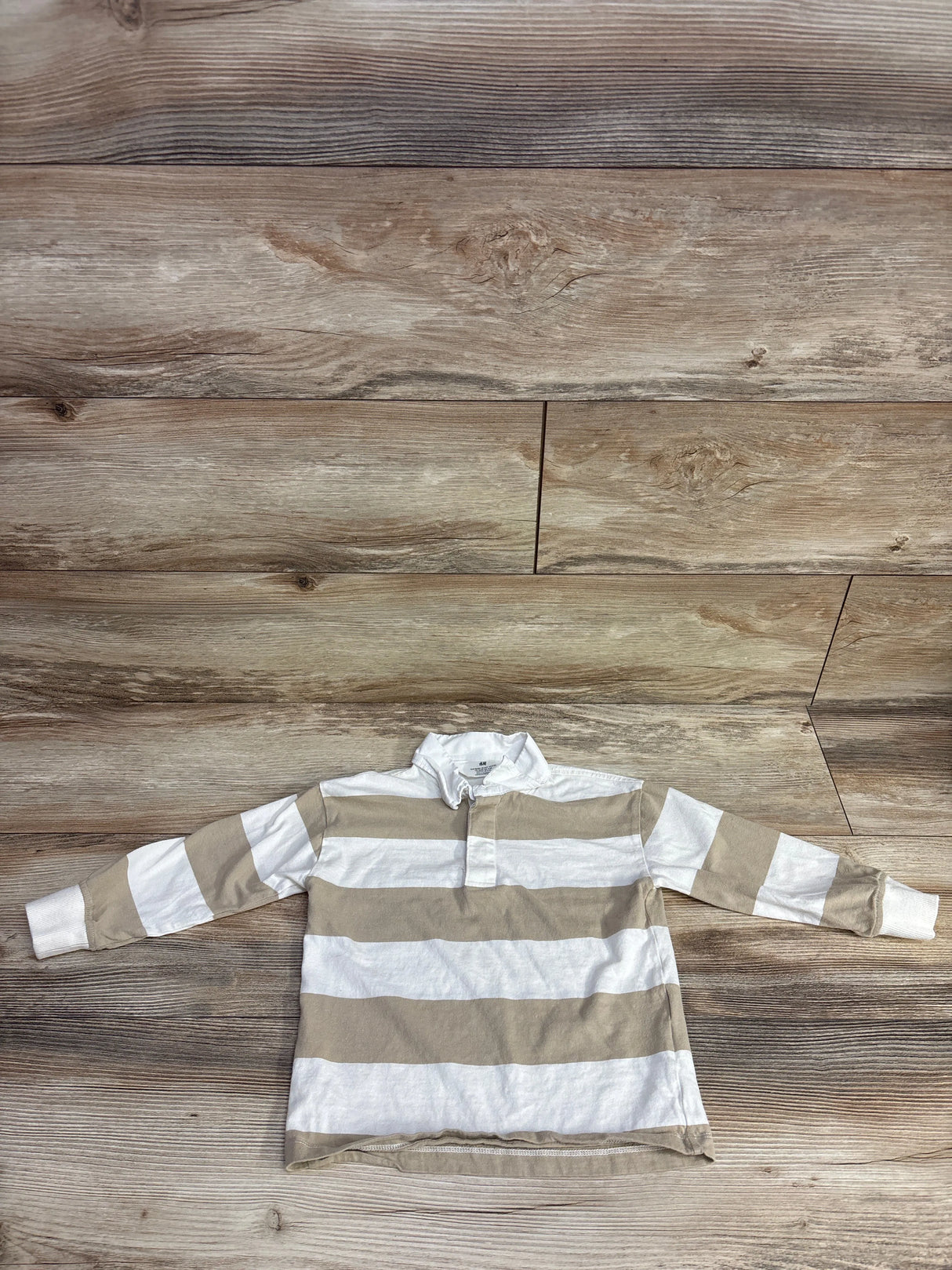 H&M Striped Rugby Shirt Beige sz 3-4T