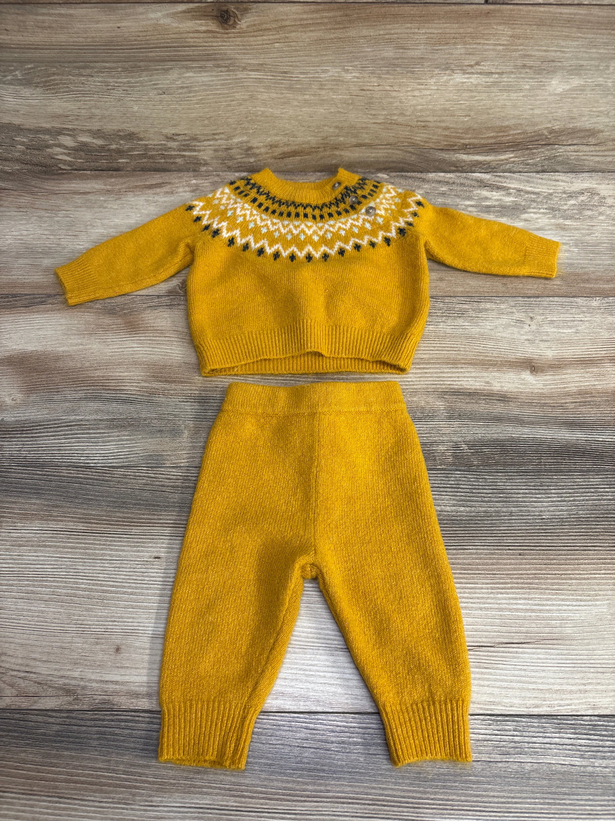 Cat & Jack 2pc Fuzzy Knit Sweater & Joggers Set Yellow sz Newborn
