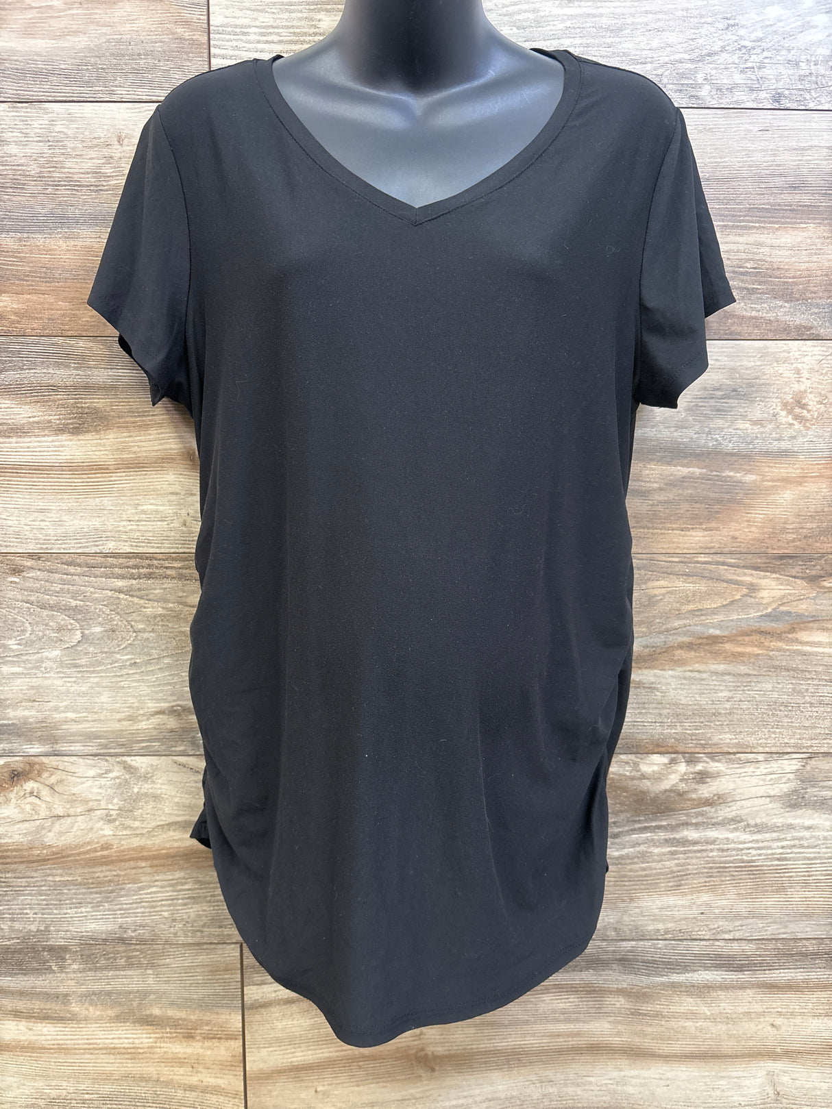 Time & Tru Ruched Maternity Shirt Black sz Large