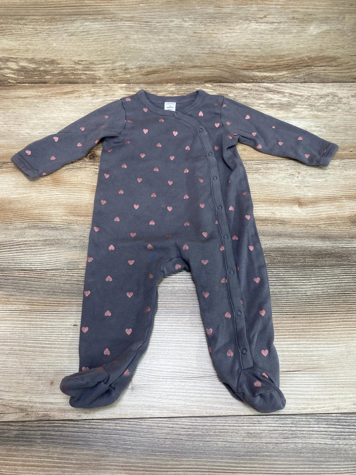 Nordstrom Heart Print Kimono Sleeper Grey sz 6m - Me n Mommy To Be