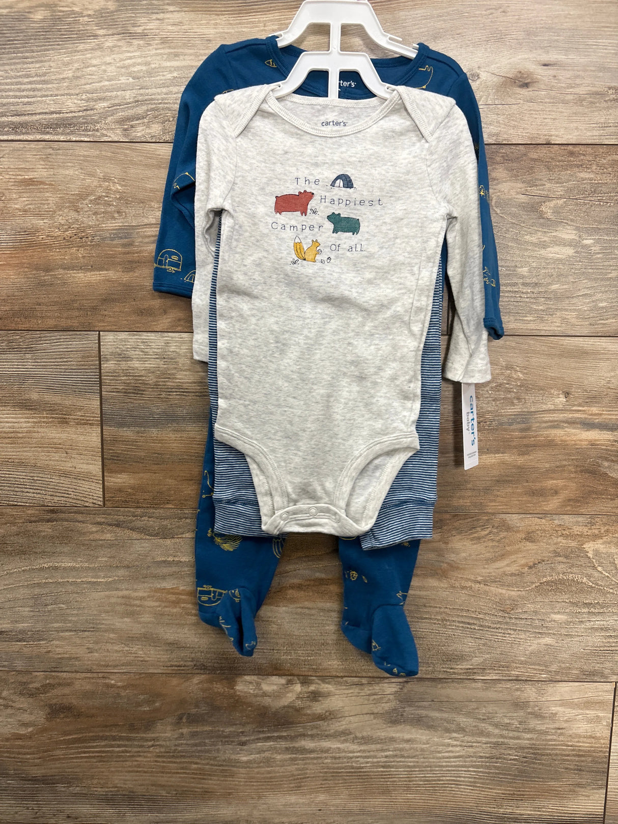NEW Carter's 3pc The Happiest Camper Bodysuit Set Grey sz 9m