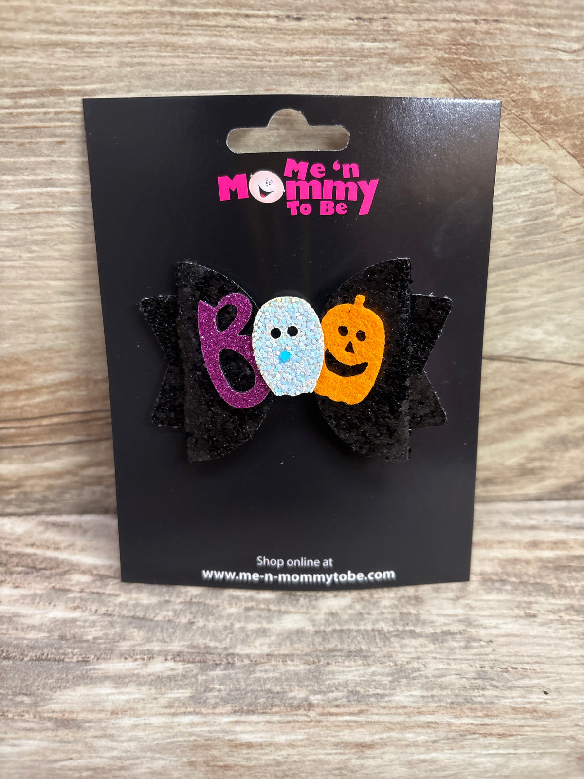 NEW Boo Applique Glitter Hair Bow Black