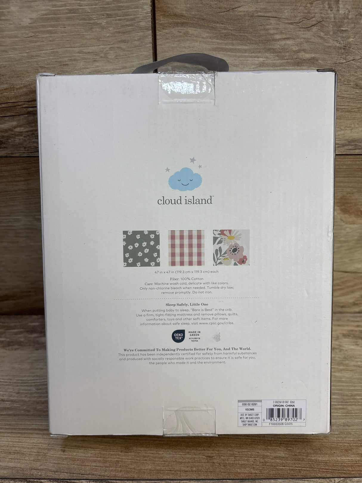 NEW Cloud Island 3pk Muslin Swaddle Blanket in Floral Gingham