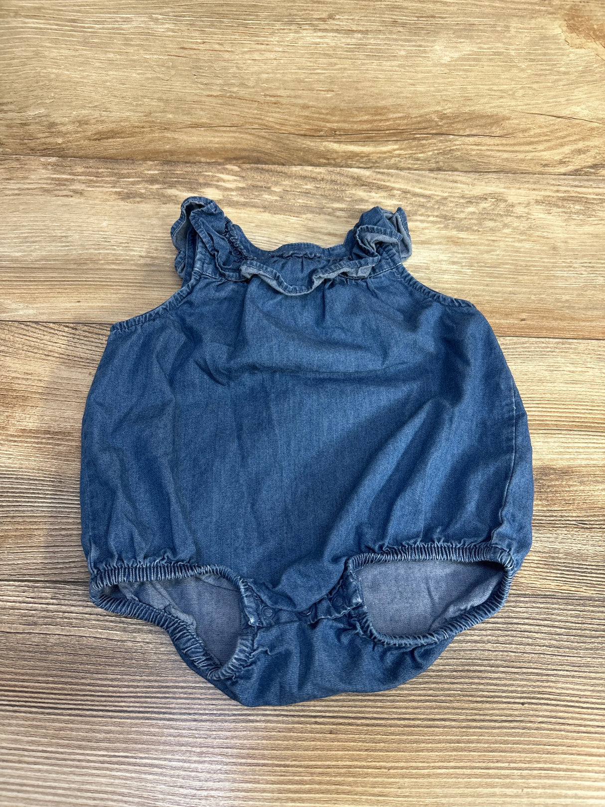 Cat & Jack Ruffle Chambray Romper Blue sz 6-9m - Me n Mommy To Be