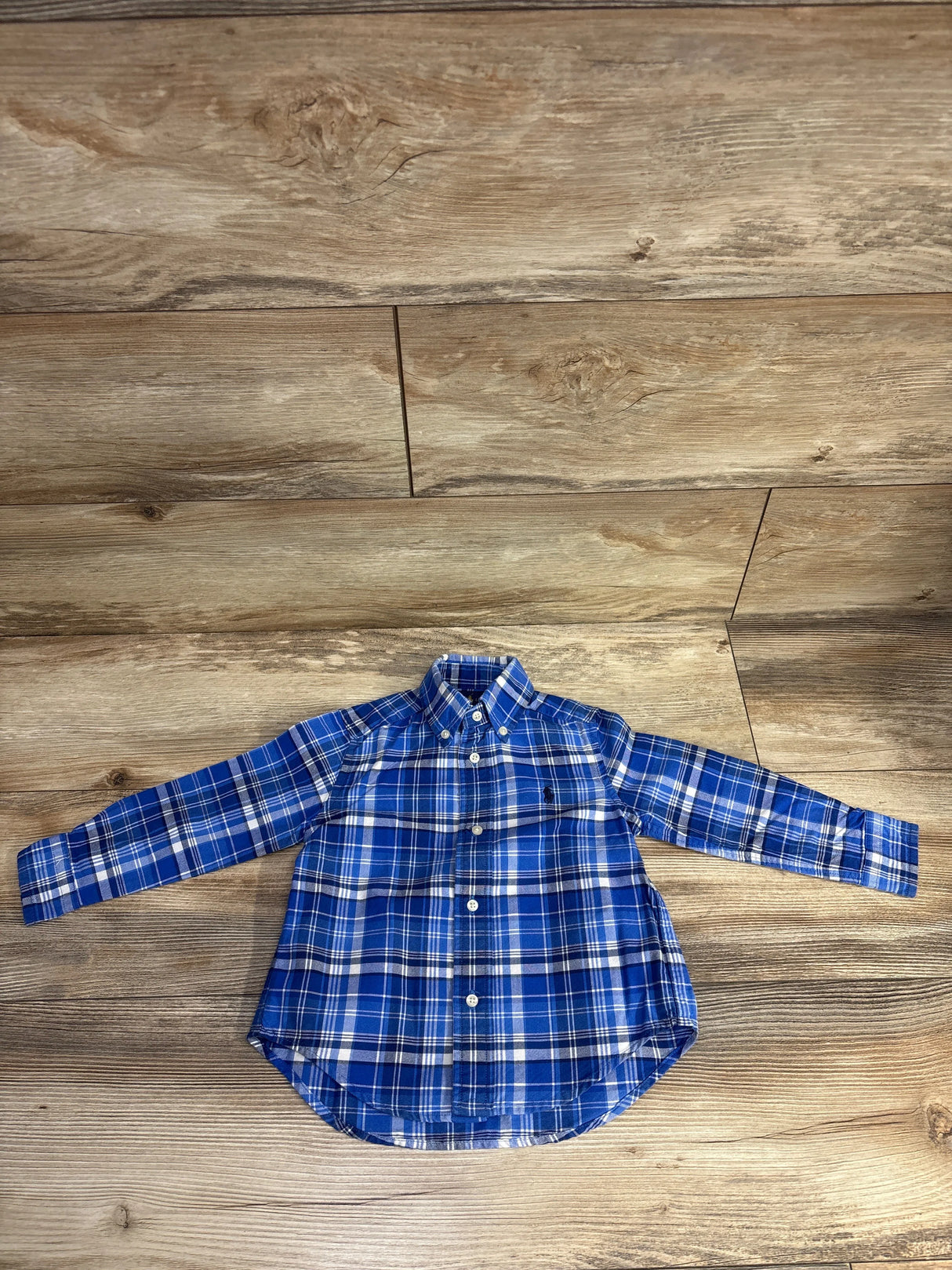 Ralph Lauren Blue Tartan Plaid Button Down Shirt sz 2T