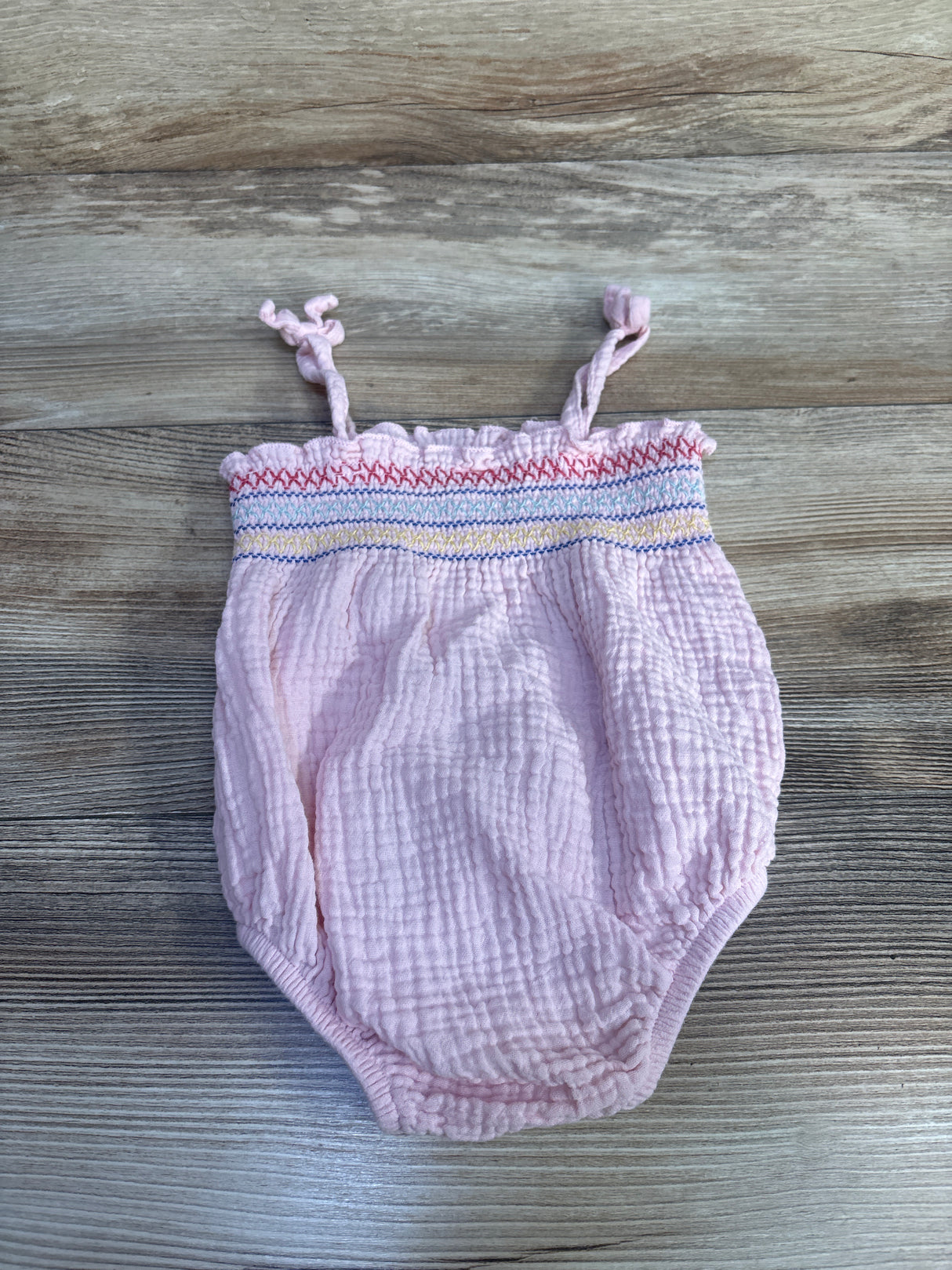 Little Me Smocked Gauze Bubble Romper Pink sz 9m
