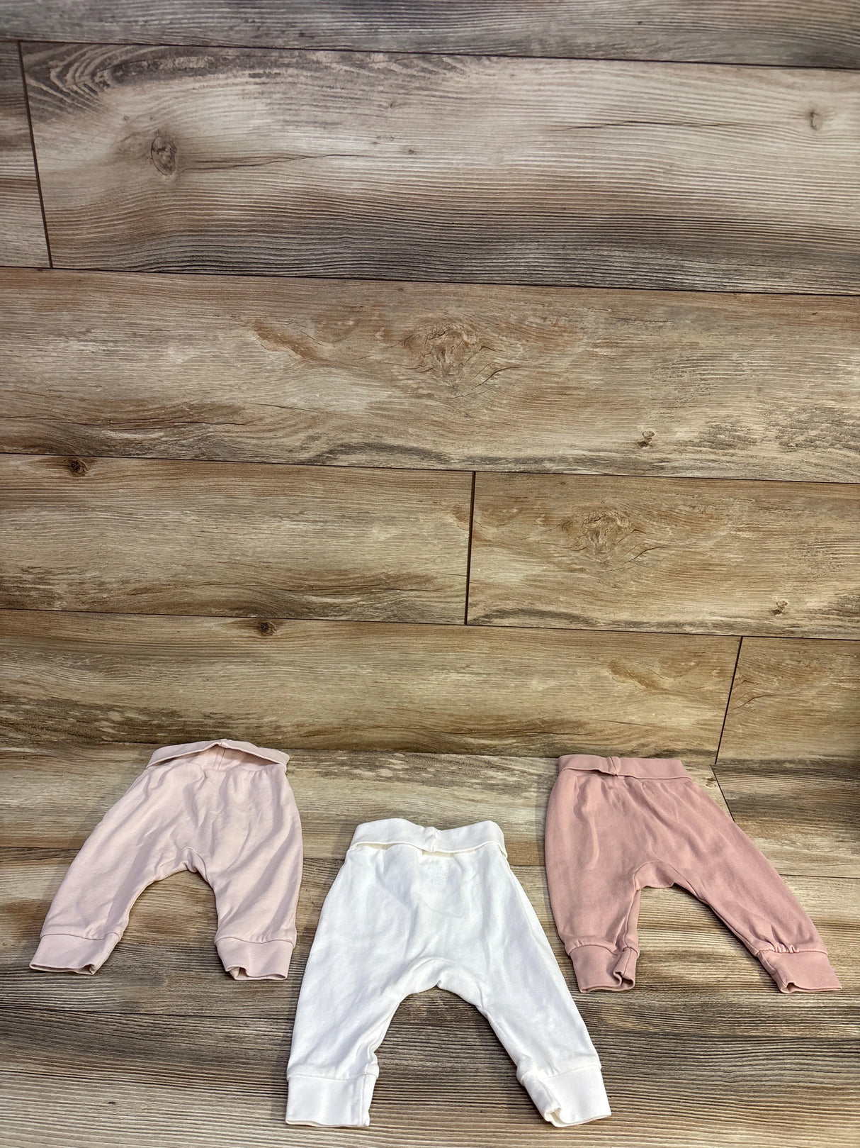 H&M Organic 3pk Floldover Waist Pull On Pants Pink sz 3m