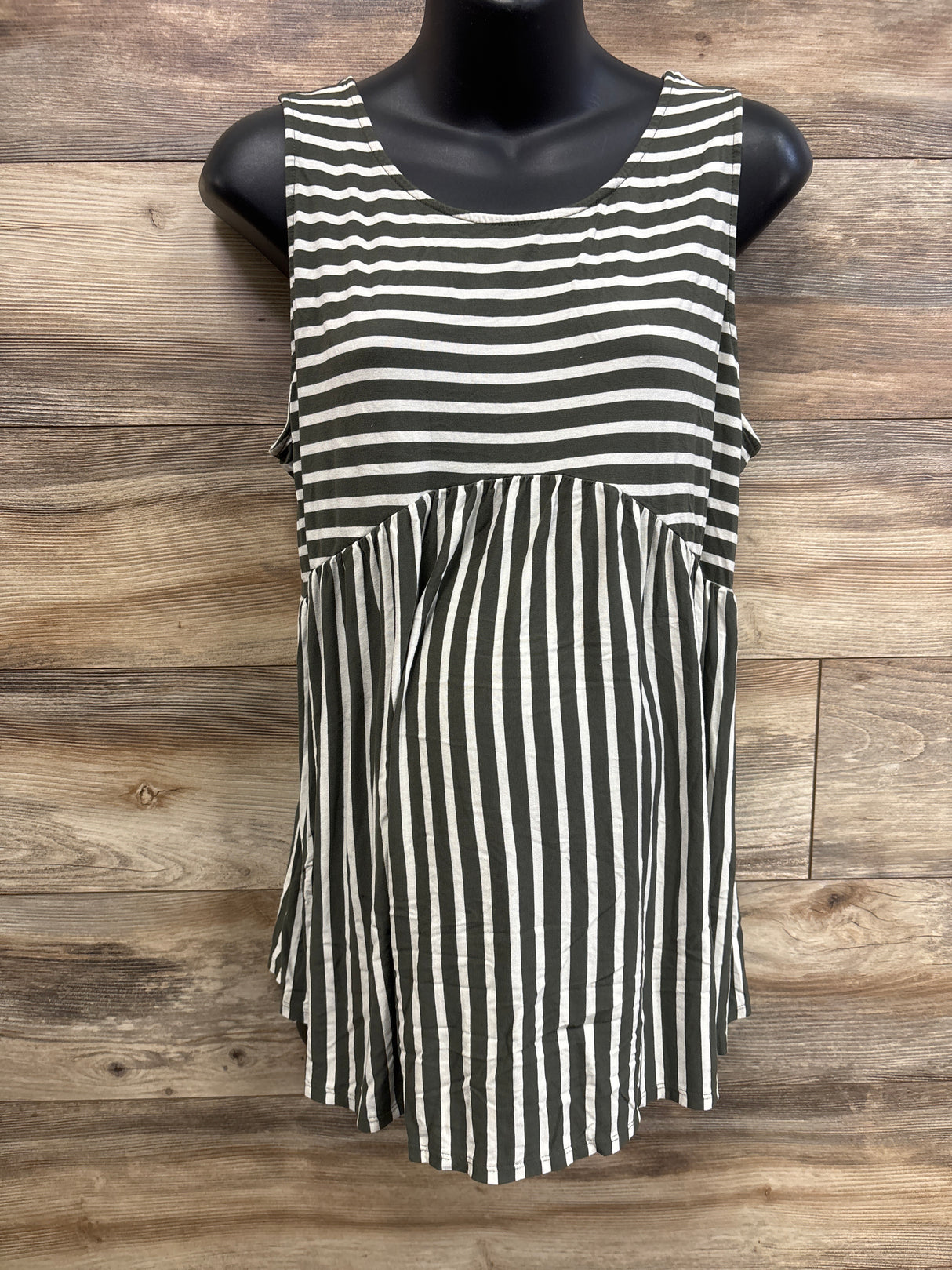 Isabel Maternity Striped Tank Top Green sz Large