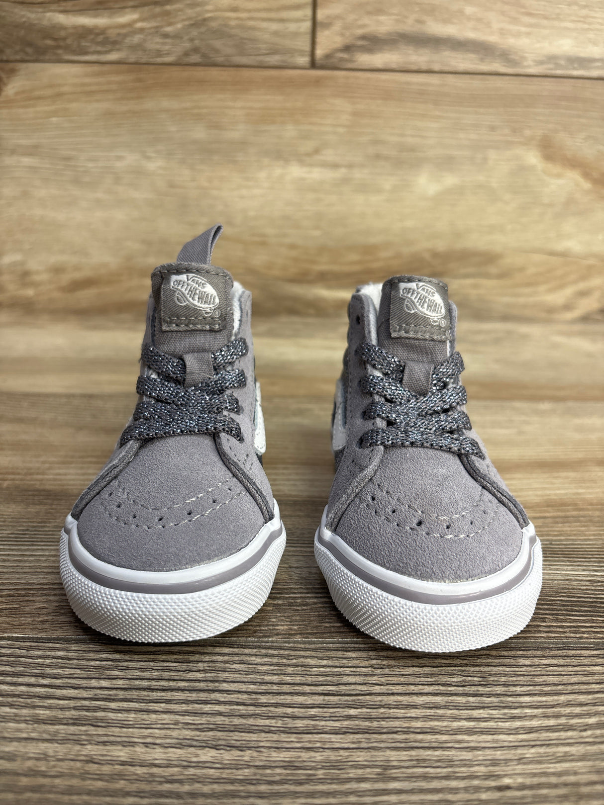 NEW Vans Sk8-Hi Zip 'Glitter Gunmetal' Sneakers Grey sz 4.5c