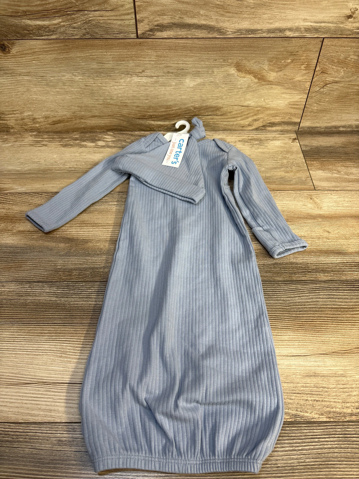 NEW Just One You 2pc Ribbed Sleep Gown & Hat Set Blue sz 3m