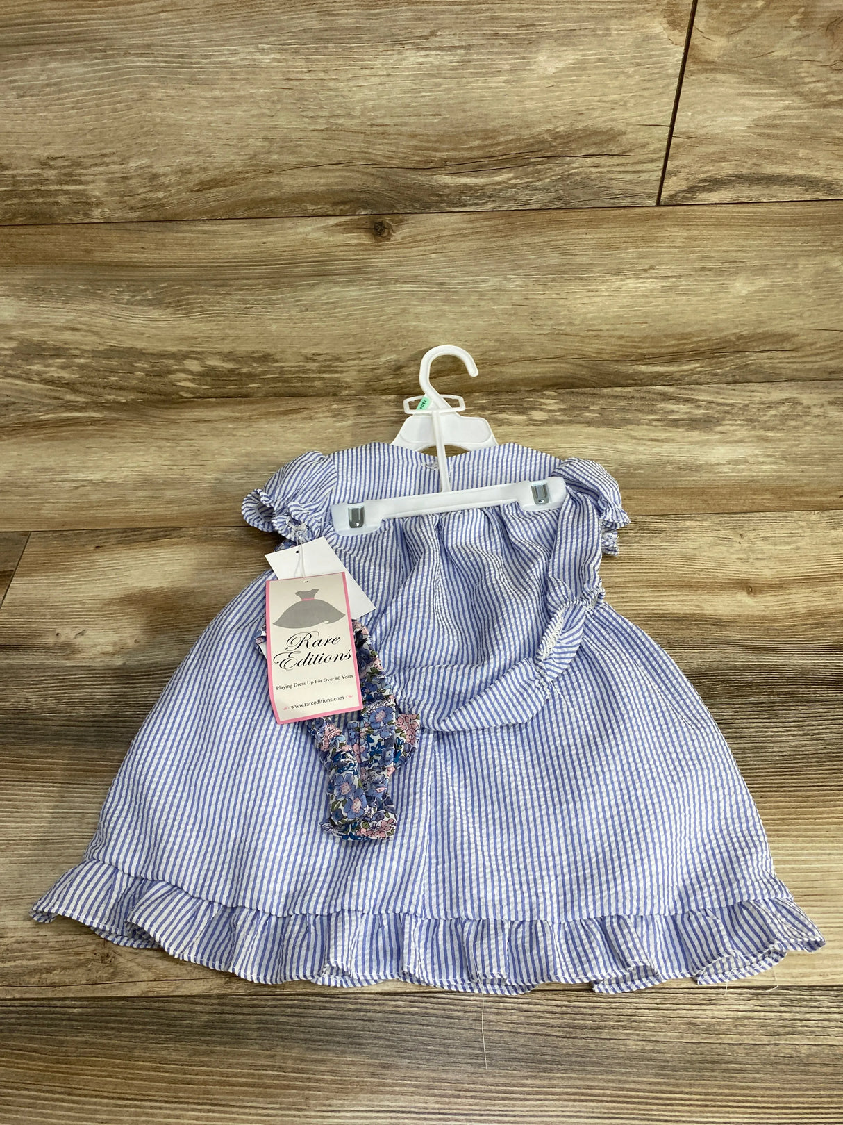 NEW Rare Editions 3pc Striped Dress & Bloomers Blue sz 18m - Me n Mommy To Be