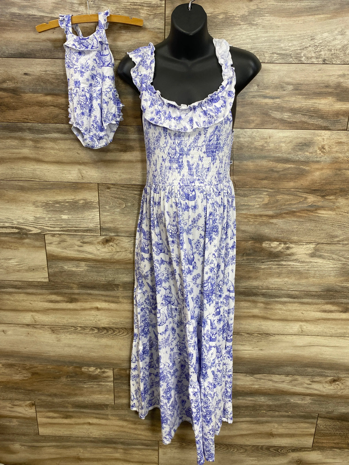 Bums & Roses Easter Mom Dress & Baby Bubble Romper in Happy Your Hare sz XL & 3-6m