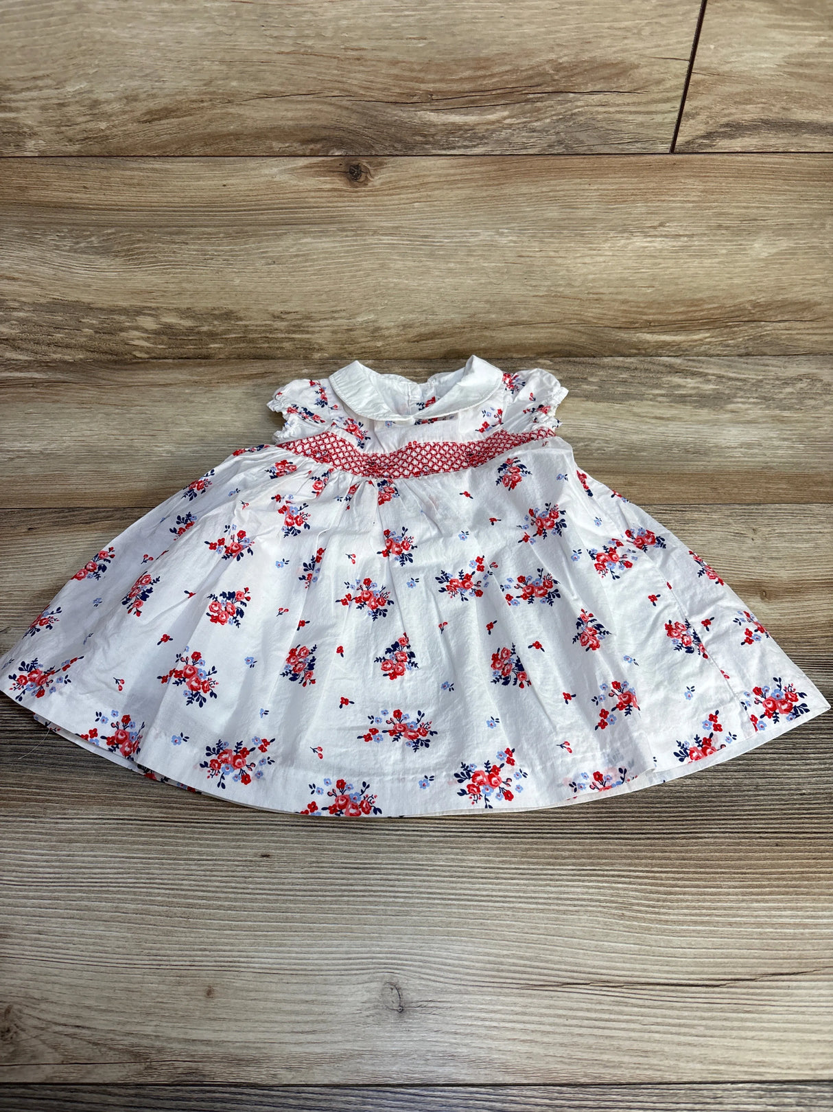 Janie and Jack Floral Charlotte Smocked Dress White sz 6-12m - Me n Mommy To Be