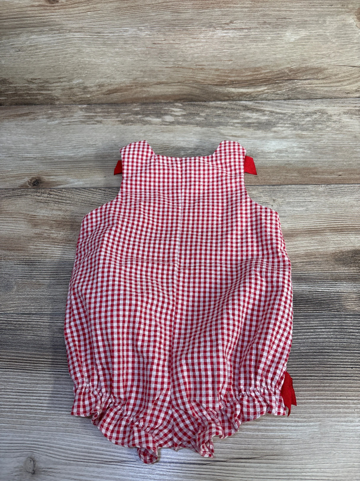 Baby Crew Gingham Birthday Romper Red sz 6/9m