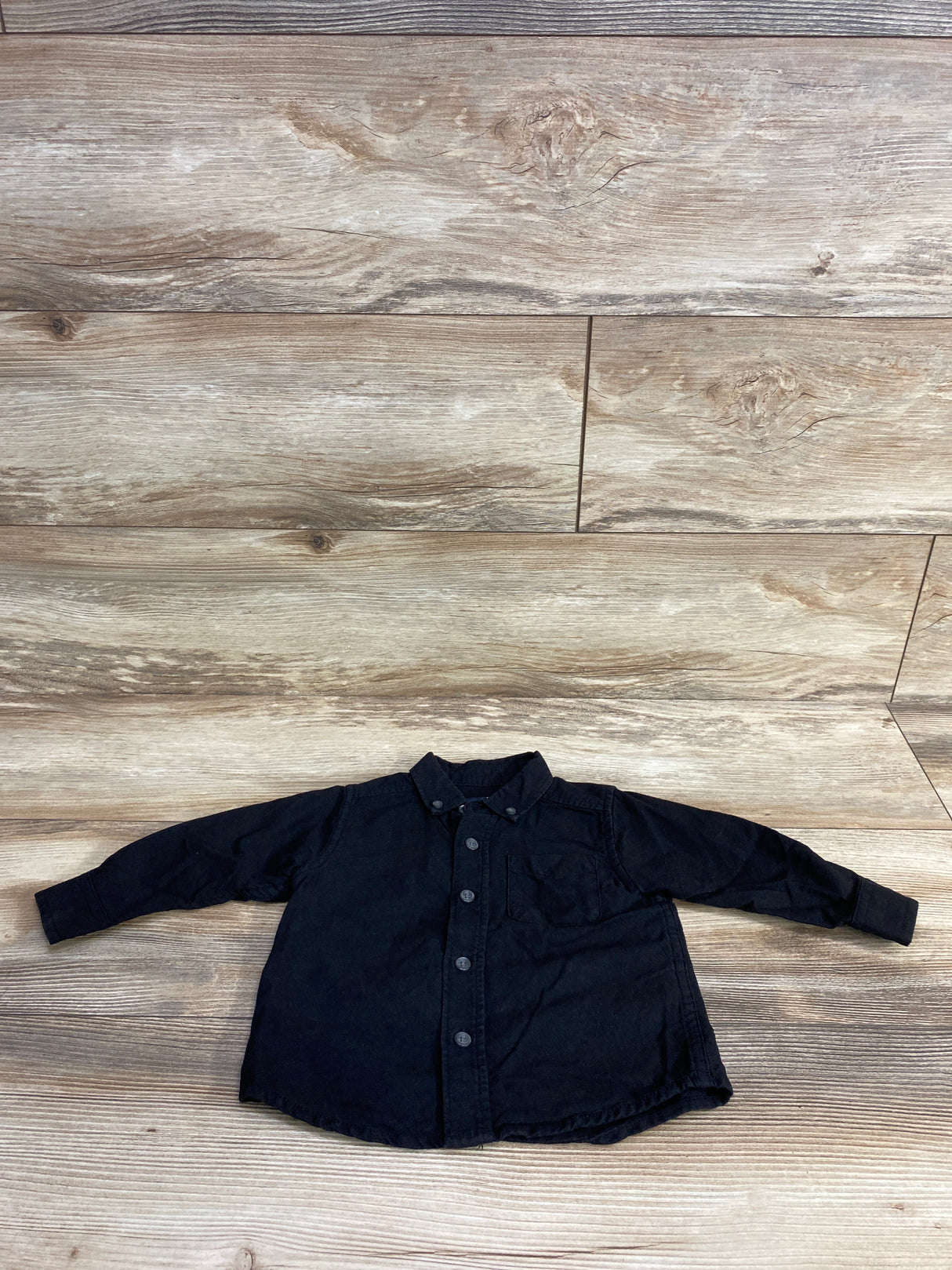 Children's Place Chambray Button Up Shirt Black sz 9-12m