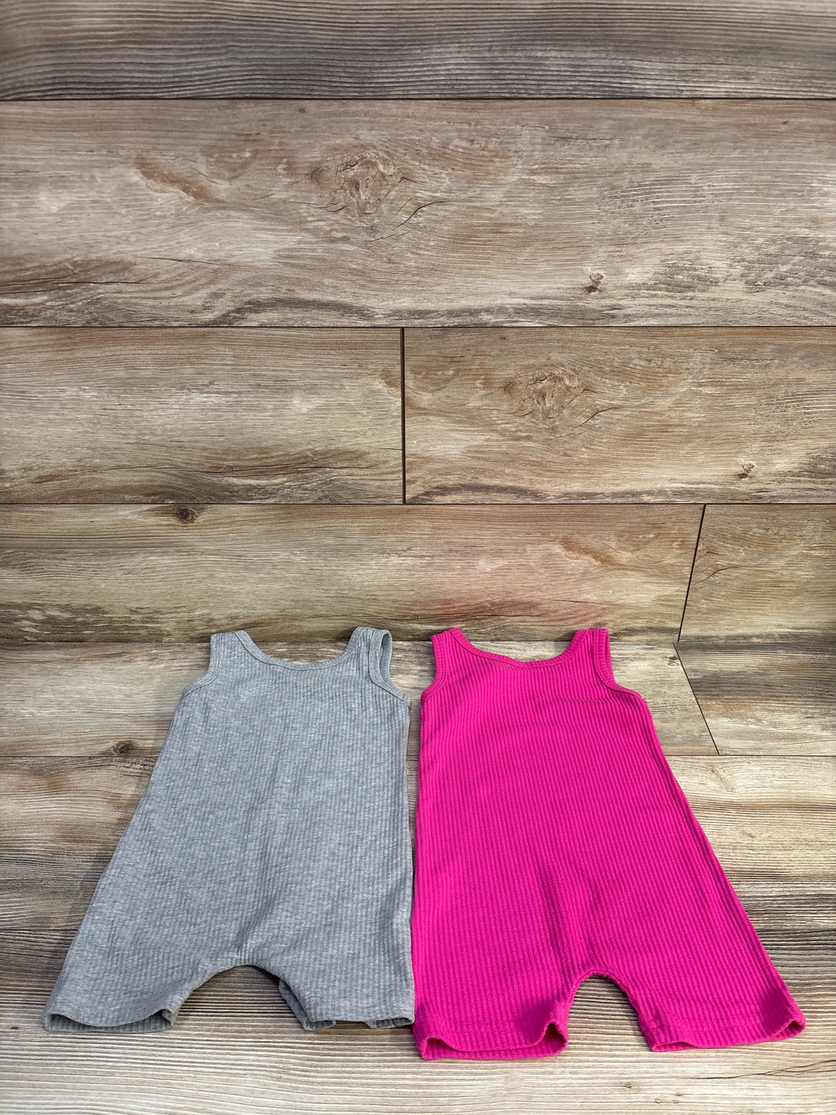 Shein 2pk Ribbed Tank Shortie Romper Pink sz 12-18m