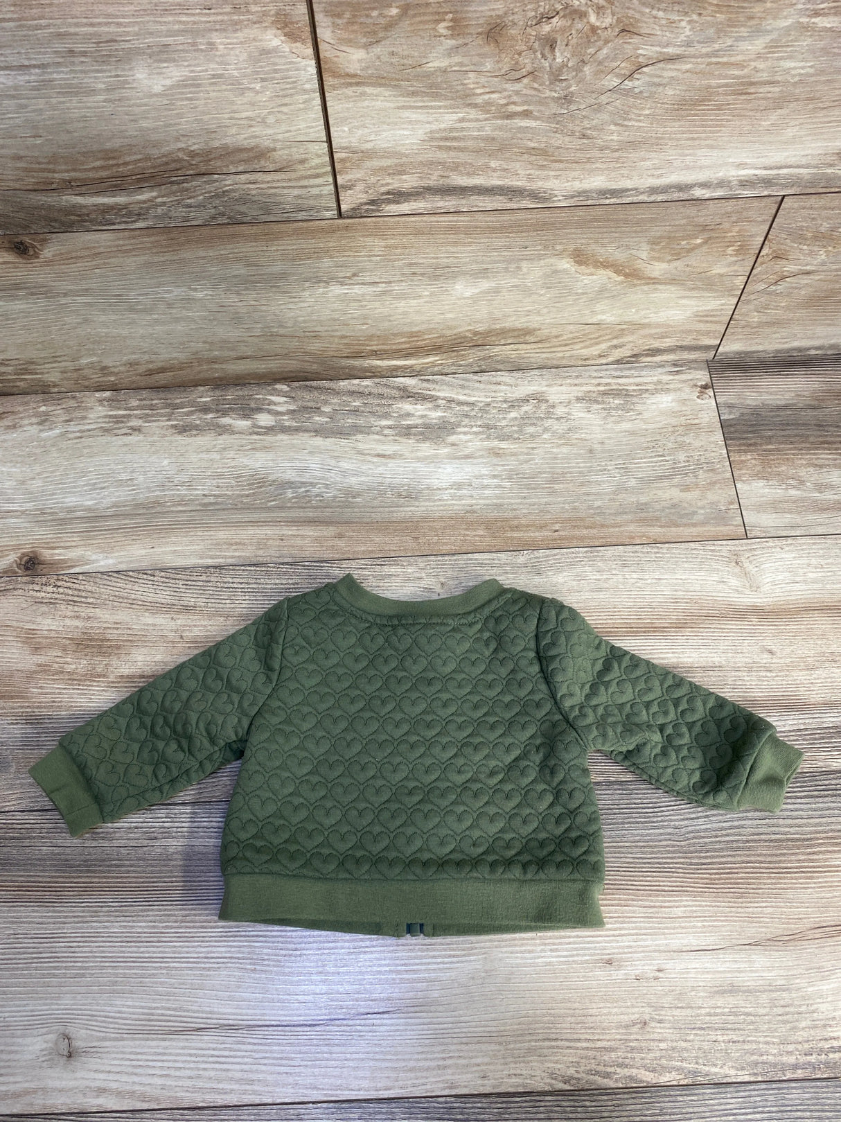 Cat & Jack Heart Textured Full Zip Sweatshirt Green sz 6-9m