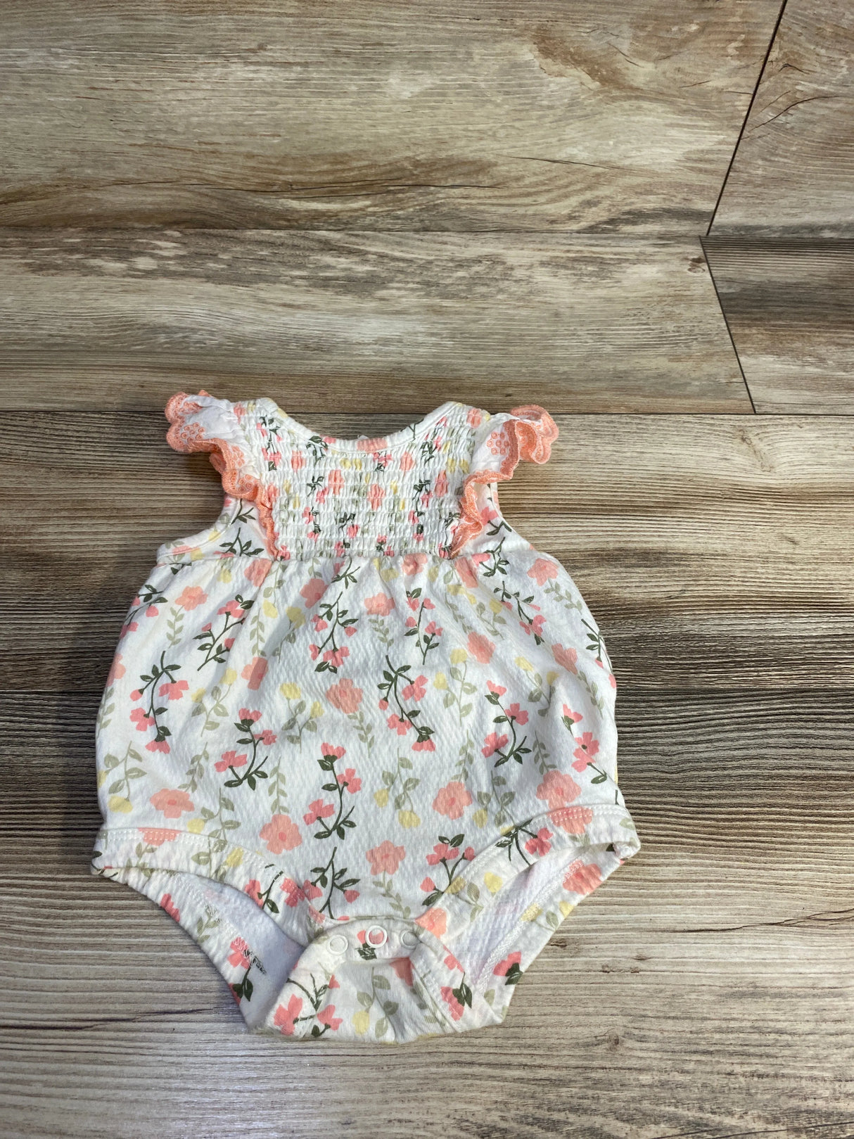 Daisy Fuentes Ruffled Floral Shortie Romper White sz 12m