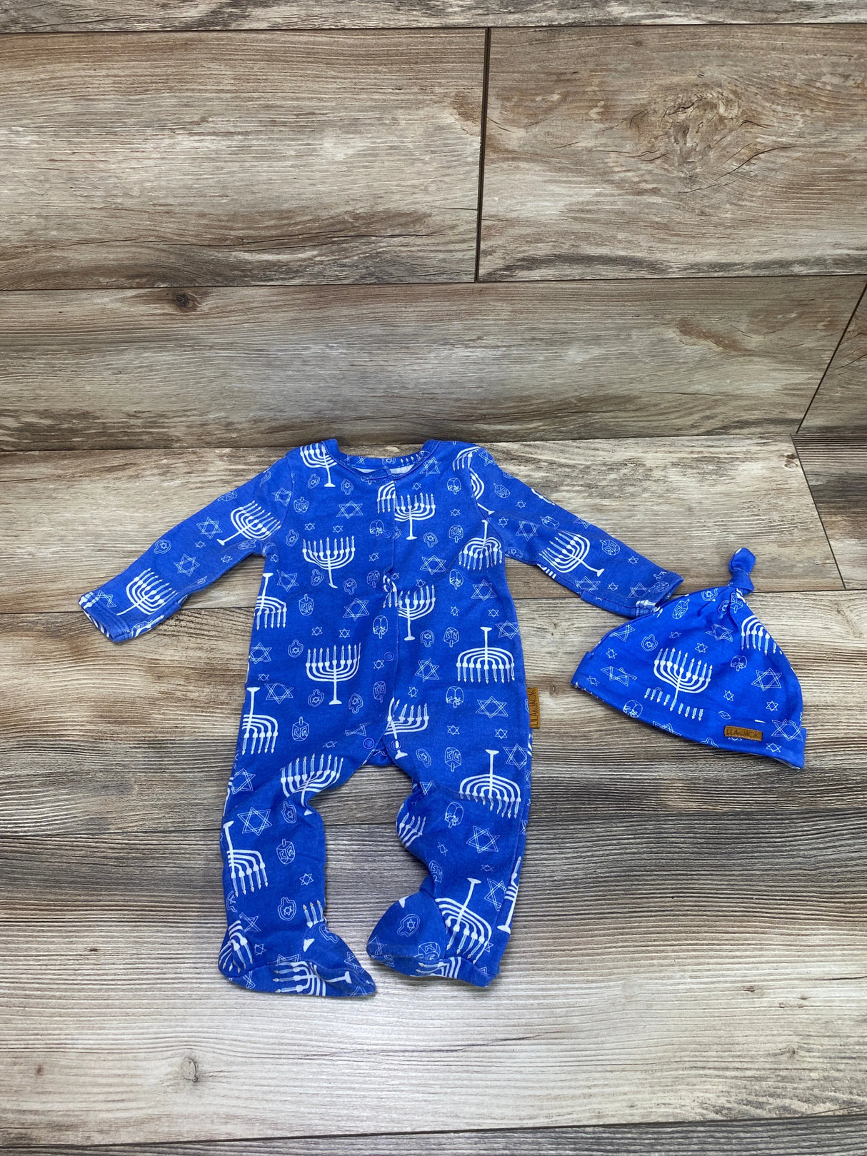 Lila & Jack 2pc Hanukkah Sleeper & Hat Blue sz 0-3m - Me n Mommy To Be