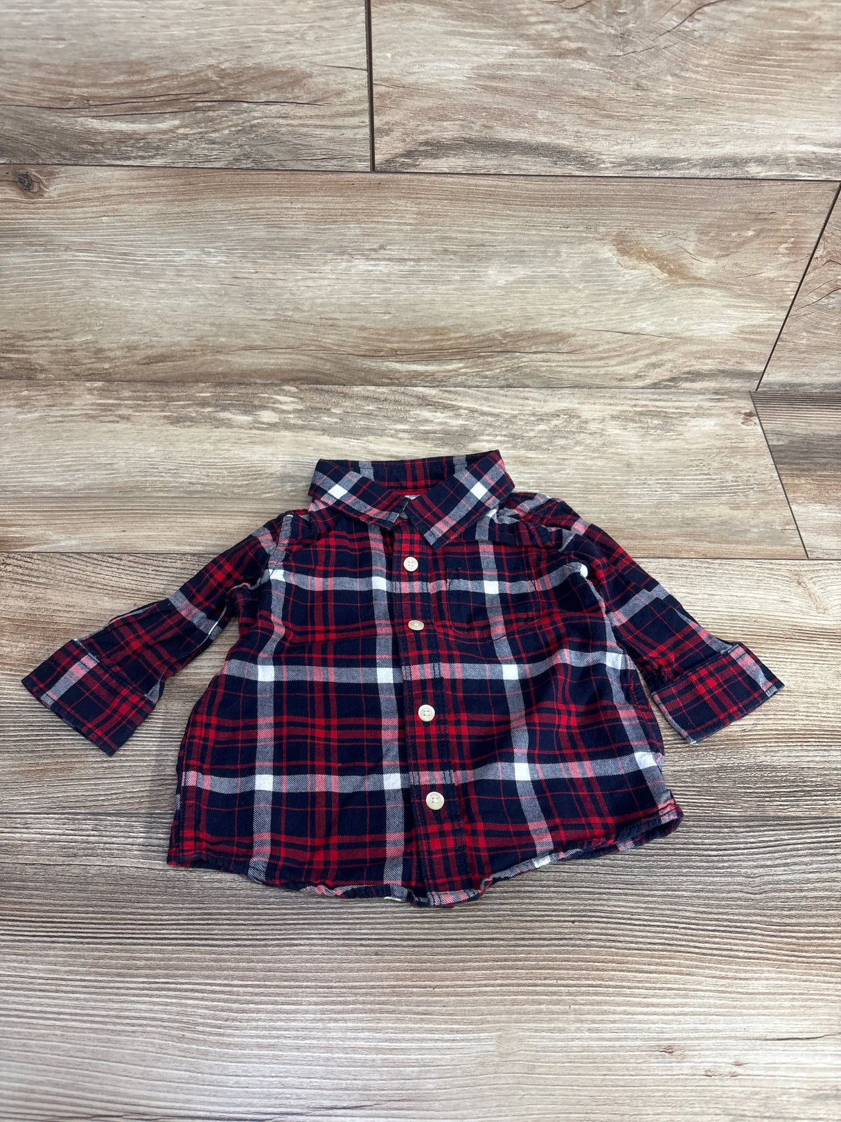 Baby Gap Plaid Button Up Shirt Red sz 6-12m