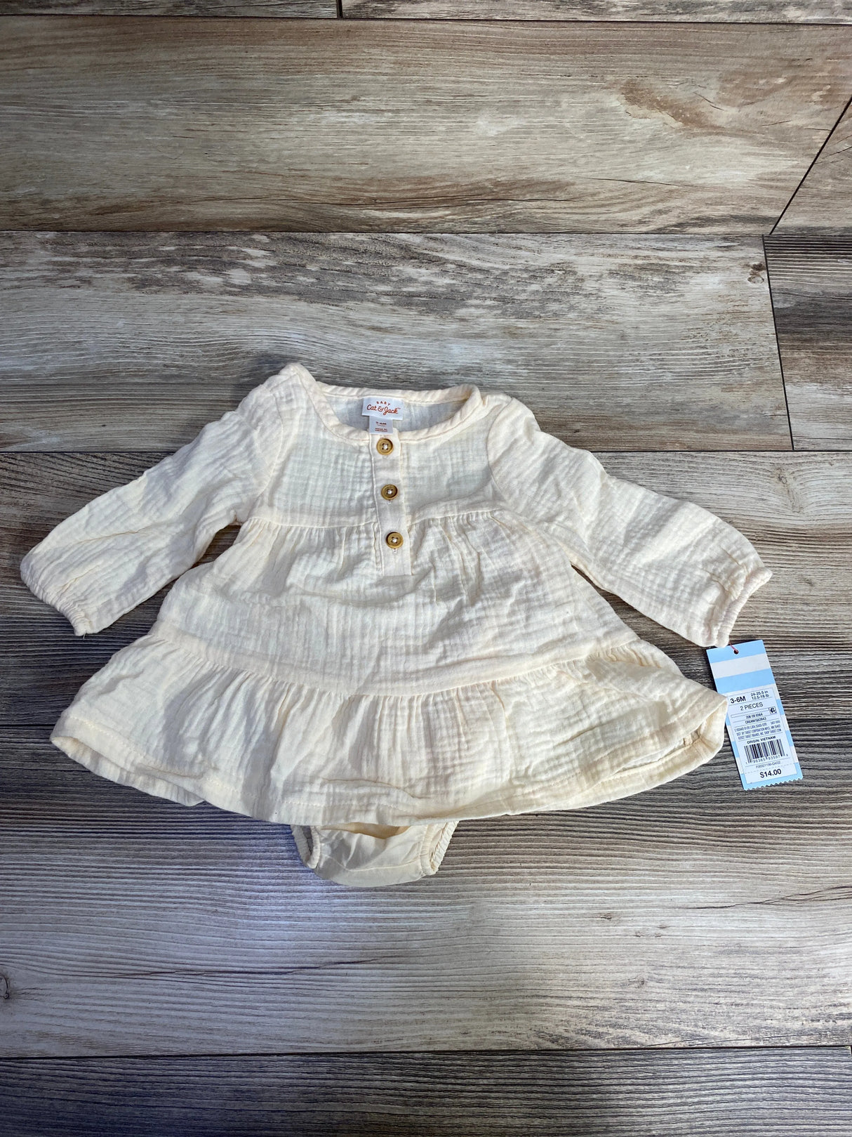 NEW Cat & Jack 2pc Long Sleeve Dress & Bloomers Yellow sz 3-6m