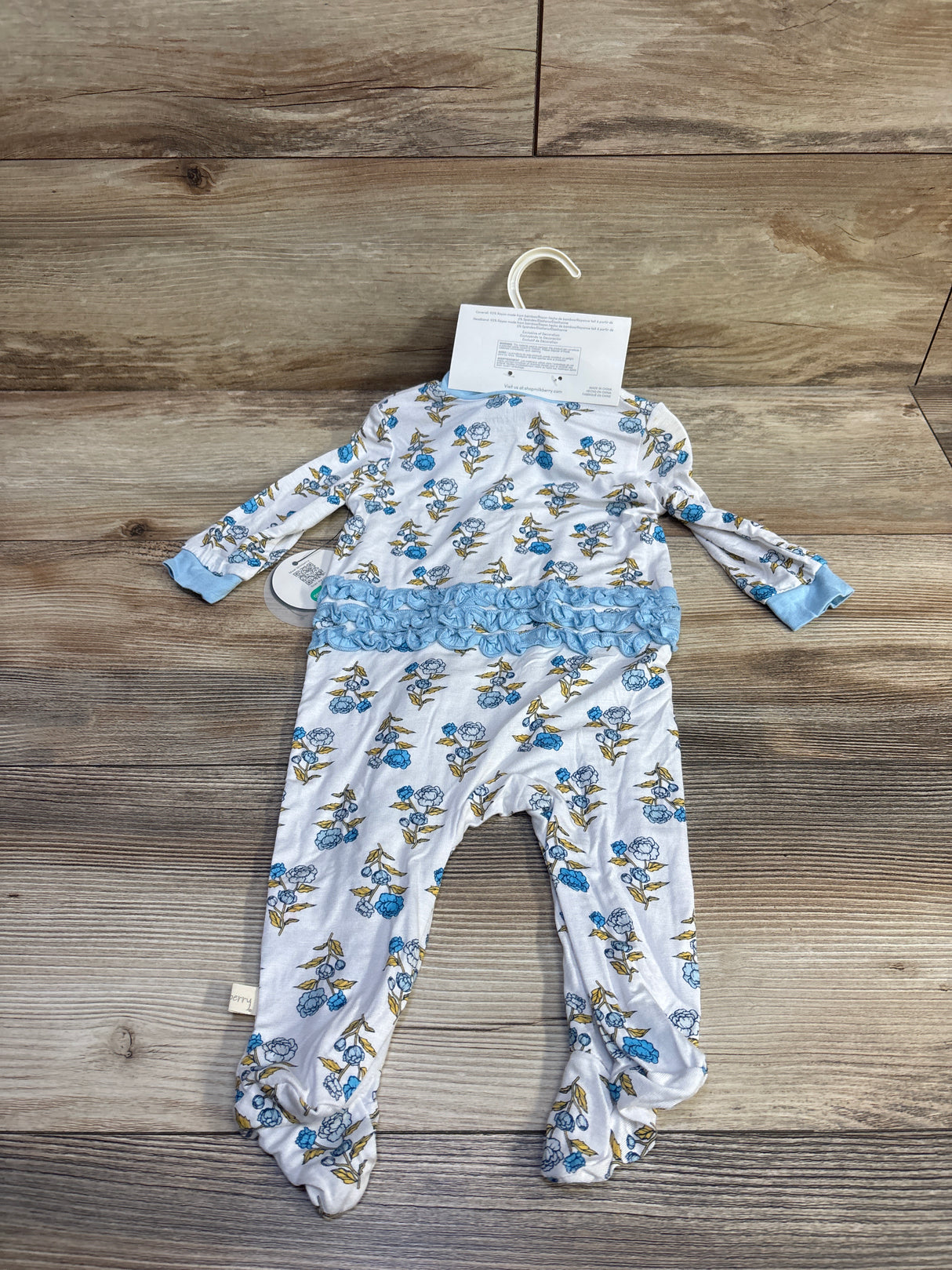 NEW Milkberry 2pc Bamboo Ruffle Sleeper & Headband Set White sz 3-6m