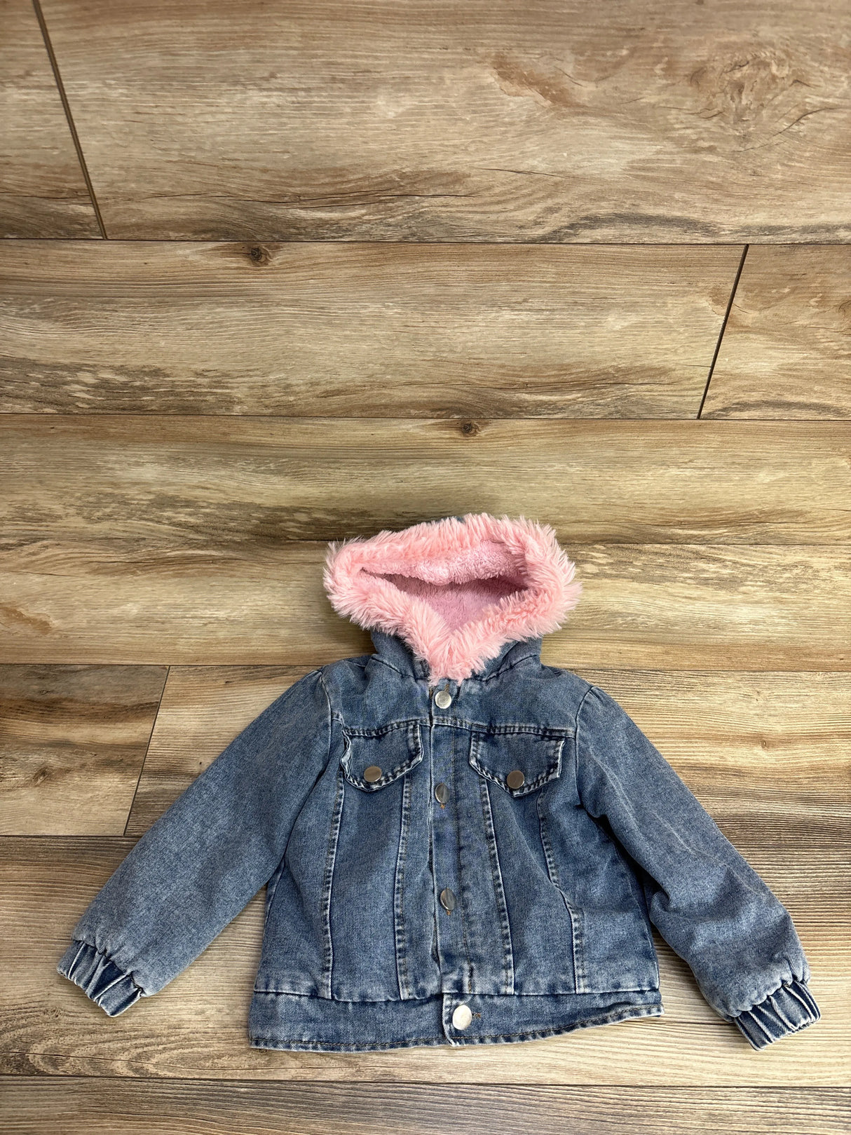 Plush Lined Denim Button Up Jacket Light Blue sz 4T